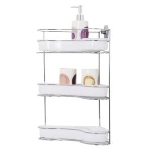 Wenko 3-Tier Milazzo Vacuum Loc Caddy Chrome and White Wenko 3-Tier Milazzo Vacuum Loc Caddy Chrome and White
